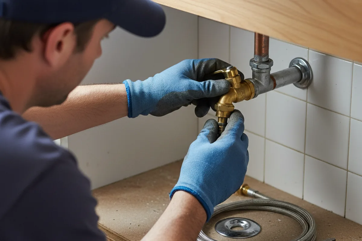 Shutoff valve and fitting work during Burst Pipe Repair in Arlington